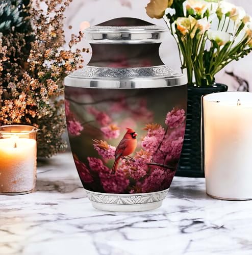 Image of Cardinal Bird Urn Large Urn for Ashes for Women & Men 1 Large & 1 Small | Keepsake Urns for Funeral, Funeral Decorative Ashes
