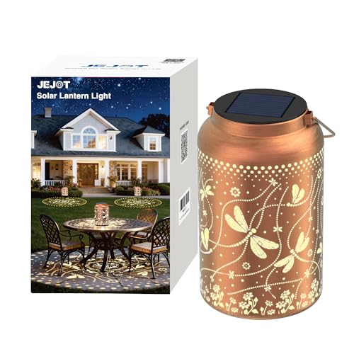 Image of JEJOT Dragonfly Solar Lanterns Outdoor Waterproof, Mothers Day Gifts, Birthday Gifts for Women Mom Grandma,Metal Hanging Solar Lantern for Yard,Garden,Porch Landscape Deconrations-1 Pack