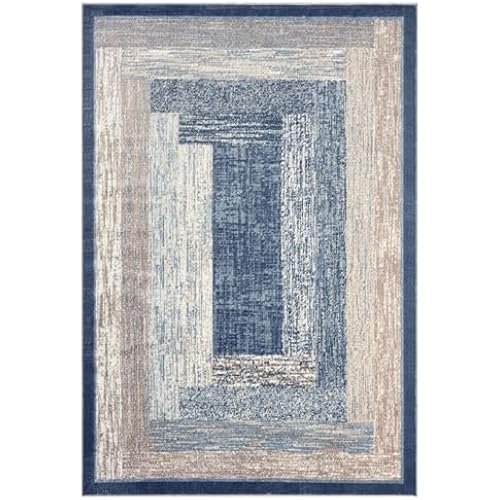 Home Dynamix Royalty Vega Contemporary Geometric Area Rug, Blue/Ivory, 5'2"x7'2"