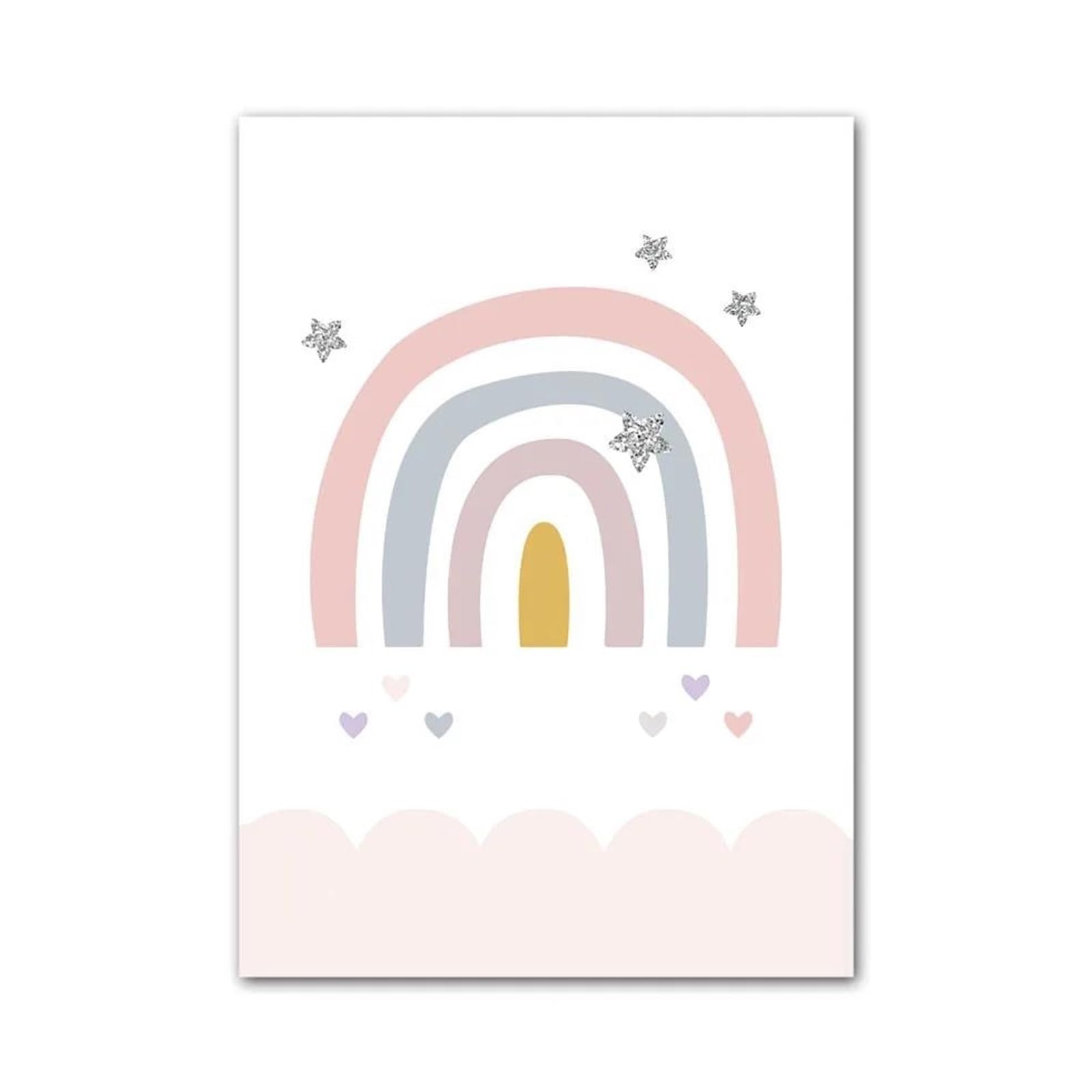 Xenite Girls F Wall Art Canvas Prints Cute Rabbit Lower Butterfly Rainbow Wall Art Canvas Painting No Rame Posters Prints Pictures Nursery Kids Room Decor(,30X40cm)