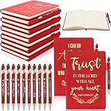 Sayglossy Christliche Notizbücher, A5, Leder, liniert, Bibelvers, Stifte für Männer und Frauen, Vbs, Studenten, Lehrer, Kirchenmitglieder, Bibelstudium, Zubehör, Rot, 10 Stück