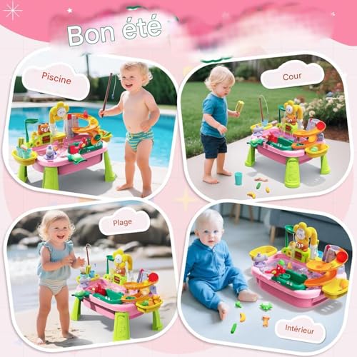 Jouets sensoriels pour bébé avec cette table d'activités aquatiques extérieur