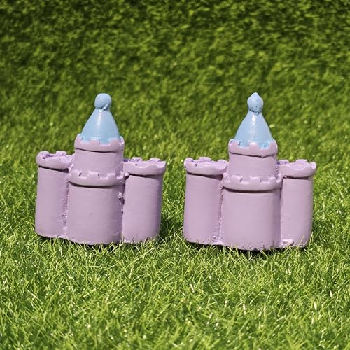 Image of Miniature Cute Castle Set of 2 for Fairy Garden Dollhouse Terrarium Aquarium Decor Resin Castle Figurines for Mini Garden Home Decor Kids Room Gift