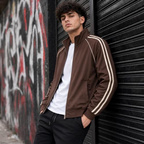 Image of THIRD QUADRANT Jackets || Jacket for men || Lightweight baseball Outwear Jacket with black and whie stripe