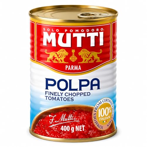 Image of Mutti Parma Polpa Finely Chopped Italian Tomatoes • Tomato Pulp for Pasta Sauce, Pizza, Soups & Stews, 14.11 oz ℮ 400 g