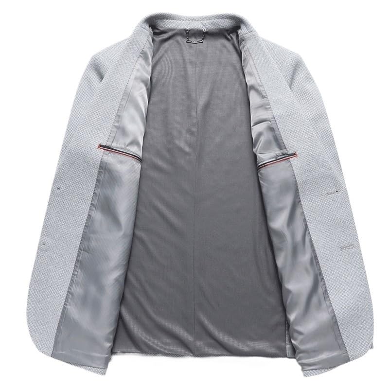 Mens Light Gray Casual Slim Fit Lightweight Sport Coat Two Button Suit Jacket3