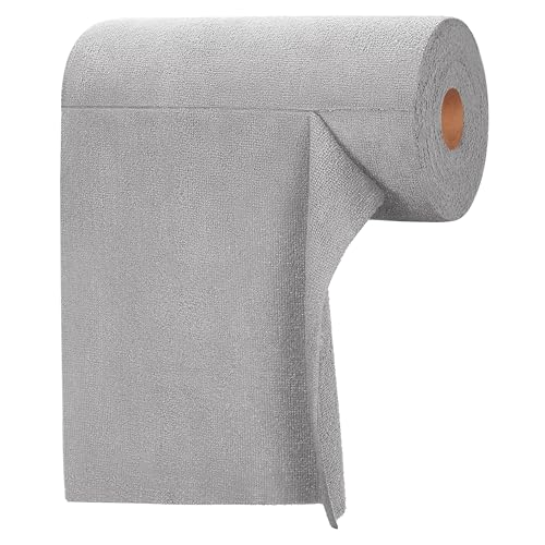 itanso Tear-A-Rag Roll -50 Pack, 12 x 12 Microfiber Cleaning Cloth, Reusable Towels for Home, auto and Shop (Grey)