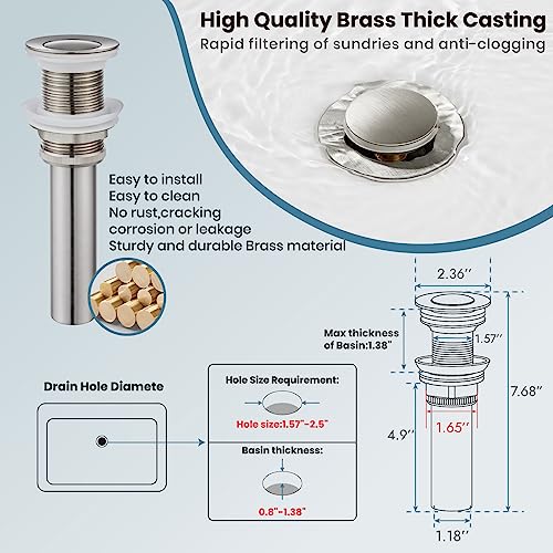 Bathroom Vessel Bowl Sink Faucet Single Handle Brushed Nickel Lavatory Vanity Mixer Bar Tap With Pop Up Drain Tall Spout Single Hole Deck Mount #TOP6