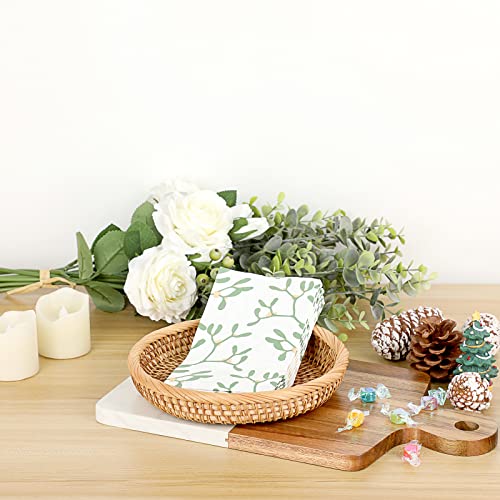 IGNPION Round Rattan Woven Serving Tray 19cm Coffee Table Decorative Display Tray Living Room Desktop Organiser Trays for Perfum Candle - Image 2