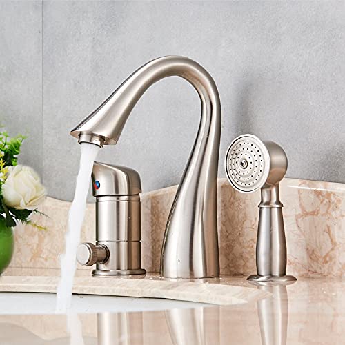 Grifo de lavabo negro cepillado con ducha de mano de latón para agua caliente y fría