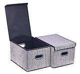 Onlyeasy Large Cloth Storage Box with Lids - Baskets Bins Cubes Cubby Closet Shelf Nursery Baby Organizer for Home Office Bedroom, 11.8