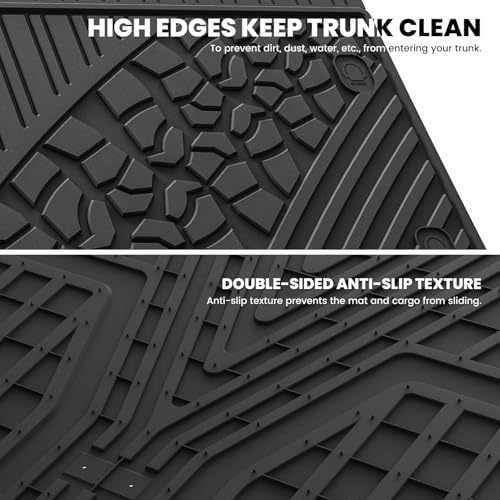 Image of LASFIT Cargo Mat for Jeep Wrangler JL 2018-2026 4 Doors with SUBWOOFER | Not for JK /Not PHEV /Not 2-Door, All Weather, TPE, Custom Fit, Trunk Mat, for Flat Load Floor, Gas Type, Black