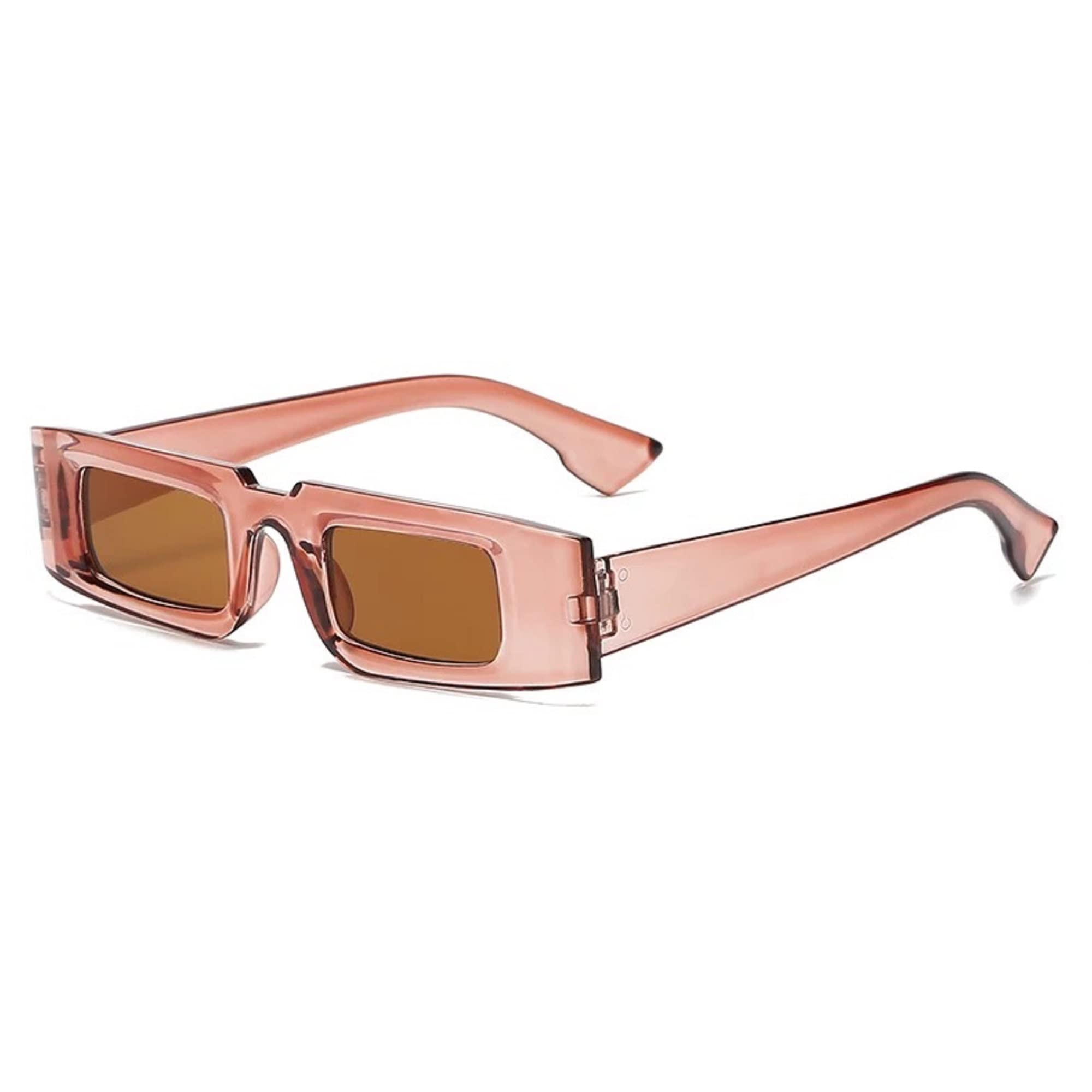 AUGEN By Visions India Retro Vintage Narrow Rectangular Abstract Unisex Sunglasses UV400 Protected Medium Size (Brown2, 128) - Pack of 1-image-38
