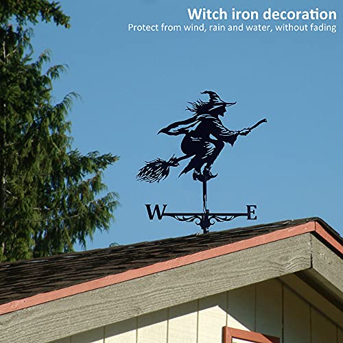 image for DlbvFoy Metal Weather vanes Black Witch Shape Weathercock 75x40cm，Wi