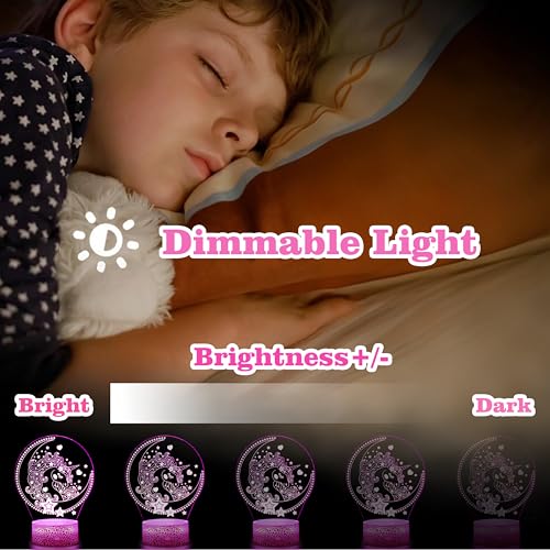 Veilleuse licorne 3D avec arrêt automatique et télécommande dimmable - 3