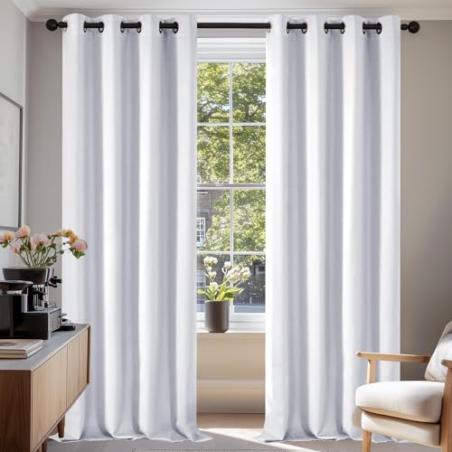 Deconovo Cortinas Termicas Aislantes Dormitorio Moderno Decoración para Ventanas Habitacion Moderna 2 Paneles 140 x 245 cm Gris Perla