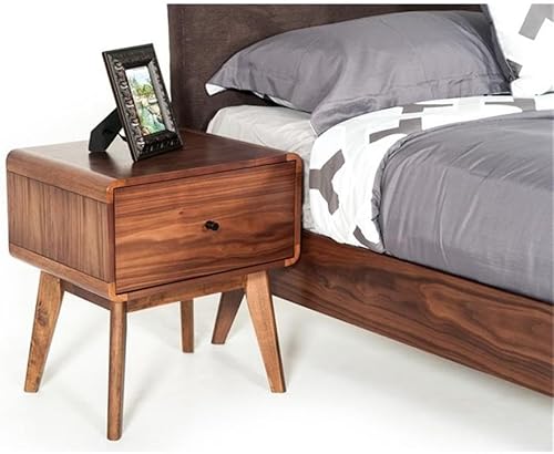 Miniatura 2 de VIG Furniture Marshall Mid-Century Collection - Mesita de noche moderna con patas de goma maciza con acabado de nogal, color marrón