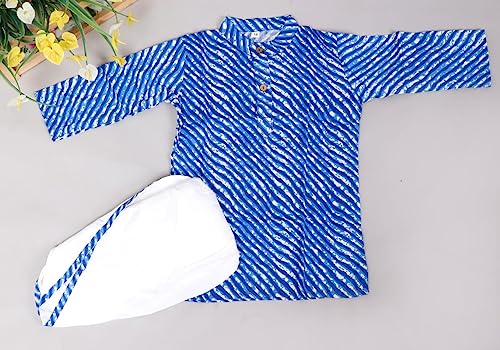 Image of Presents Stylish Festive Leheriya Print Kurta Dhoti Set for Boys /Dhoti Kurta Set For Kids
