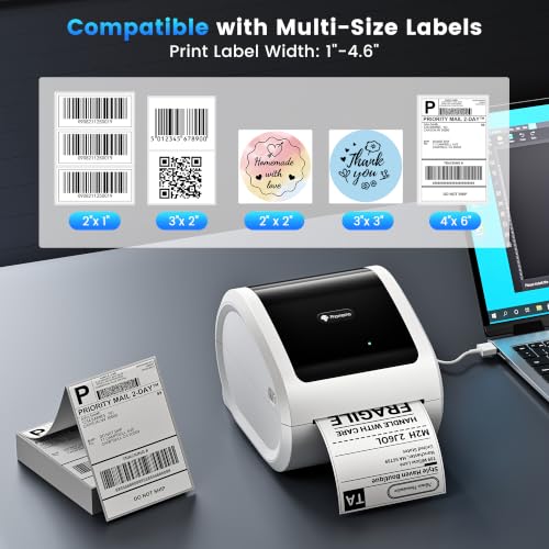 Image of Phomemo D520BT Thermal Label Printer with Built-in Paper Bin