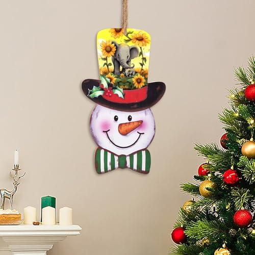 Planche à suspendre festive en bois bonhomme de neige cadeau de Noël idéal - 6