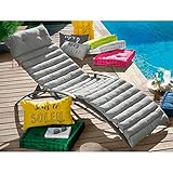 Transat non inclus Coussin Matelassé pour Bain de Soleil, Couleur Gris, 60x180cm, 100% Coton