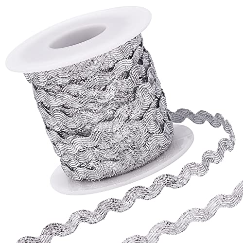MAYJOYDIY Glitzer-Wellen-Borte – Silber, 0,8 Cm Breit, 13,7 M Lang – Zum Nähen & Dekorieren