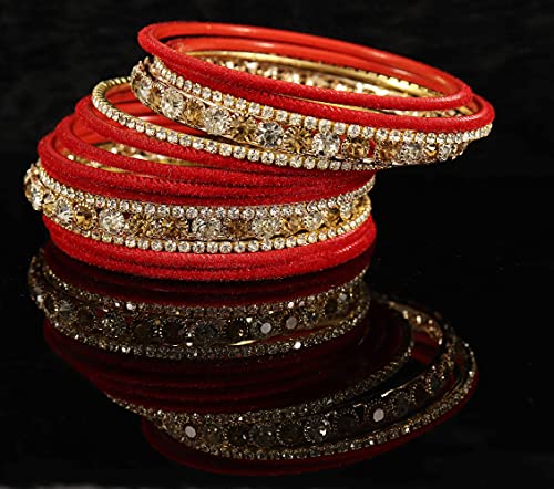 Image of NMII Non Precious Metal, Velvet and Zircon Gemstone Bangle set for Women /Girls