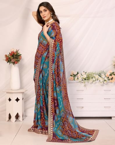 Yashika Women's Woven Latest Georgette Saree with Lace and Blouse Material (AZ-YS-P1-AACHAL-KORAM-Parent_Brown) - Image 3 thumbnail