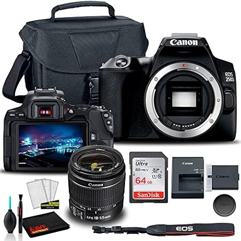 Canon EOS 250D DSLR Camera with 18-55mm Lens Cover
