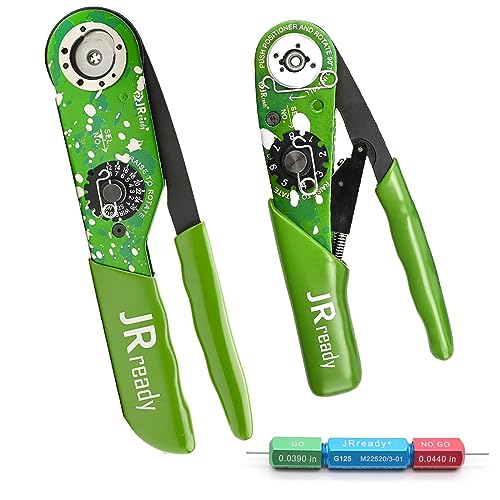 JRready ST2168 M22520 series Hand Crimp Tool Kit, NEW-AS2G(20-32AWG) NEW-ASF1G(12-26AWG) 4-indent Crimper and Go-Nogo Gauge Support Wire Size 12-32AWG