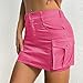 Womens Hot Pink Skirts Trendy Y2k Low Rise Summer Mini Skirt with Pockets Demin Bodycon Cargo Skirts Hot Pink L
