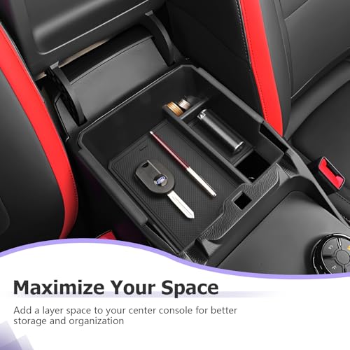 Image of LUWU 2025 2026 Ranger Center Console Organizer for 2024 2025 2026 Ford Ranger XL /XLT /Lariat /Raptor Accessories Armrest Console Storage Box Glove Organizer Tray ABS Material Black