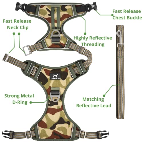 TUFFDOG Easy-Fit Dog Harness Large, Fast Release Neck Clip, Premium Padded Reflective No Pull Harness with Control Handle - Image 3