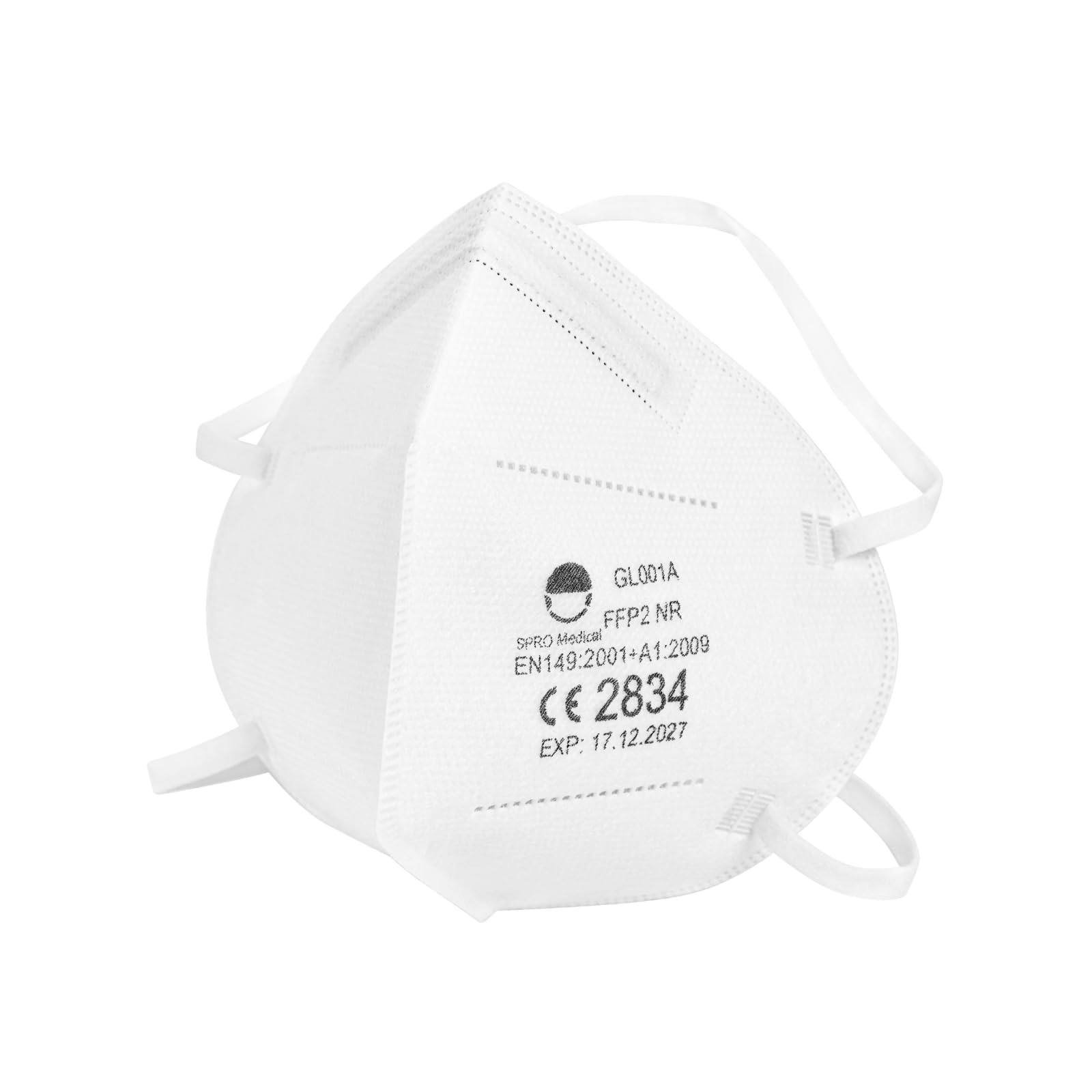 SKYPRO GL001A Kopfband FFP2 Atemschutz Maske mit 50 Stück pro Box (Einzeln Verpackt) - Hochwertige und Komfortable Staubschutzmaske