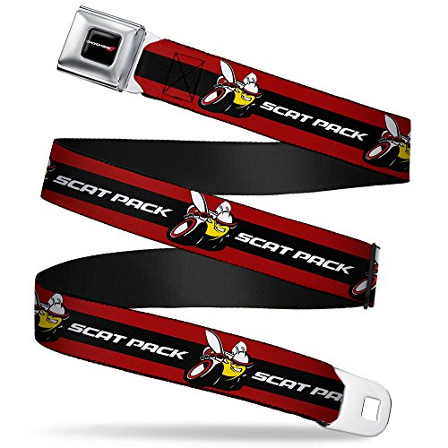 Buckle-Down Seatbelt Belt - Dodge SCAT PACK Badge Logo Stripe Red/Black/White - 1.0