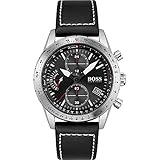 BOSS Chronograph Quarz Uhr für Herren mit Schwarzes Lederarmband - 1513853