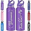 Custom Water Bottle for kids Personalized with Name Bulk Customized Stainless Steel Insulated Bottles Straw Lid Engraved 12oz 18oz 24oz 32oz 40oz Women Men Adults School Cycling Gym Sports-1PCS Purple