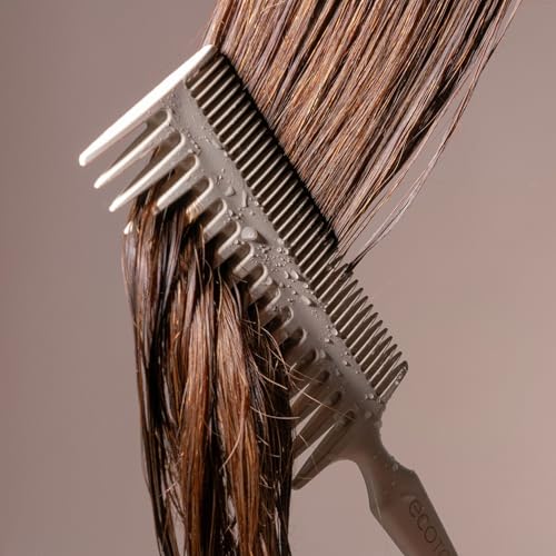 Image of EcoTools Double-Sided Hair Comb, Wide-Tooth & Narrow-Tooth Sides For Detangling & Styling, Sectioning Tip, Bamboo Hair Comb for All Hair Types, Anti-Breakage, Vegan & Cruelty-Free, 1 Count