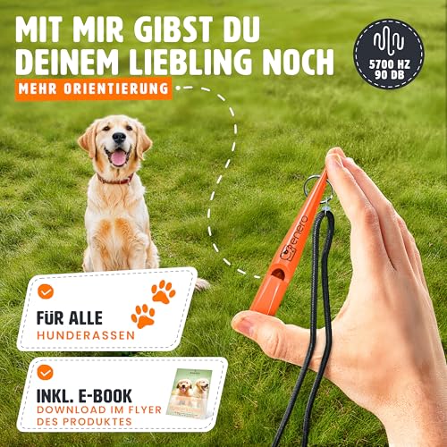 ENERO Hundepfeife - Extrem zuverlässiges Hundetraining & Erziehung - Hochfrequenz - weitreichende Lautstärke - Inkl. praktischem Umhängeband