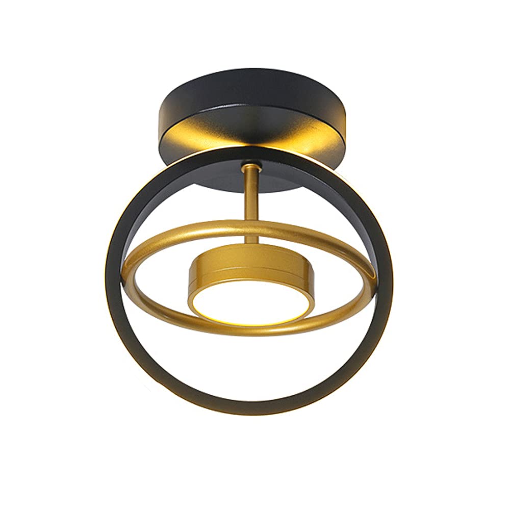 Okrągła lampa wisząca LED do przedpokoju, czarno-złota konstrukcja, zmienna trójkolorowa lampa sufitowa LED, metalowa oprawa sufitowa, dekoracja salonu