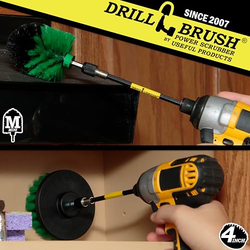 Image of Drill Brush Kitchen Accessories - Kitchen Cleaning Extension Kit - Kitchen Sink Hard Water Remover - Kitchen Cleaning Supplies - Oven Scrubber Brush Set - Countertop Cleaning Brush - Household Brush