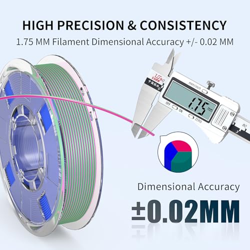 Image of RAMBERY Matte Tri Color & Dual Color 3D Printer Filament Bundle, Multi Color Change by Angle PLA Filament 1.75mm+ /- 0.02mm, 200gX4 Spools