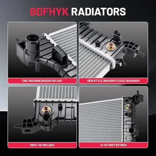 Image of BDFHYK 13247 Aluminum Radiator for Chevrolet Sonic 2012-2018, CU13247, 16mm Core, Direct Fit Replacement, OE 95298551 GM3010546