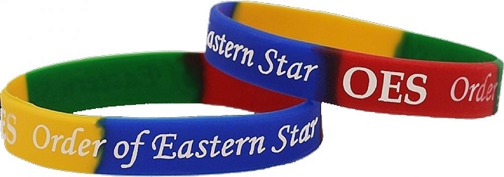 Cultural Exchange Order of Eastern Star Color Swirl Silicone Bracelet [Pack of 2-8"]
