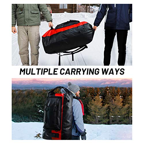MIER Extra Large Waterproof Backpack Gear for Men Women, Roll Top Dry Bags Rucksack Water Sports Accessories Pack for Kayaking Hiking Fishing Camping Boating Rafting Travel Outdoor, 150L, Black/Red