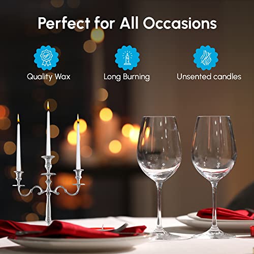 1ABOVE 50 Pack Tapered Dinner Candles | Unscented - Slow Burning Candles | Multi-Purpose | Smokeless Candles (White) - Image 4