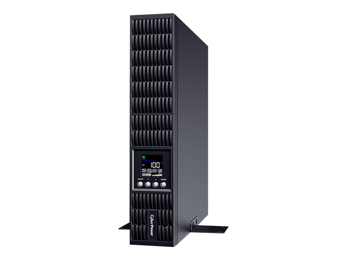 CyberPower OLS1000ERT2UA Doppelwandler Online USV 1000VA/900W, Tower/Rack 2U schwarz, Reine Sinuswelle, ECO Mode Effizienz über 95%, Farb-LCD, USB, Relais, EPO, 8X IEC C13, 19 Zoll Railkit