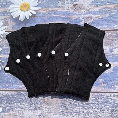 Image of 7 Pcs Reusable Waterproof Menstrual Pads Sets Including 1Pc Mini Wet Bag and 6Pcs Regular Flow Menstrual Pads Mama Cloth Sanitary Napkins