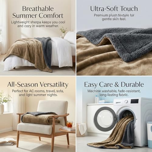 Image of VAS COLLECTIONS Premium Ultra-Soft Comforter | 350 GSM Cozy Single Bed Blanket 223x142 cm | Warm Winter Bedding for Bedroom, Soft & Plush Blanket 1100 g (Brown & Grey)