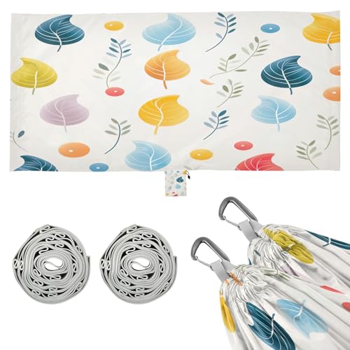 Kigai Colorful Leaves Camping Hammock Durable & Portable Travel Hammock Holds 330lbs with Tree Strapsm, Pocket, Camping Accessories